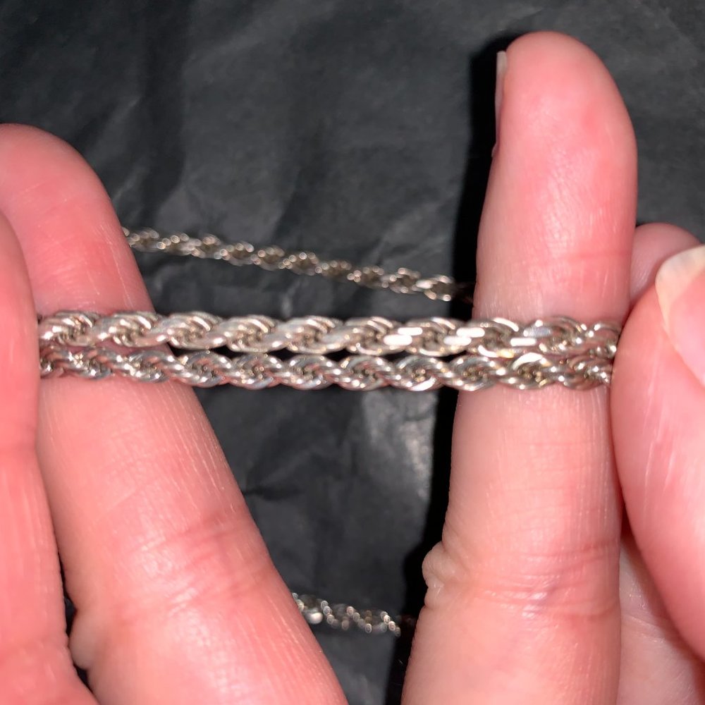18" 3mm Silver Rope Chain Necklace - Picture 12 of 13